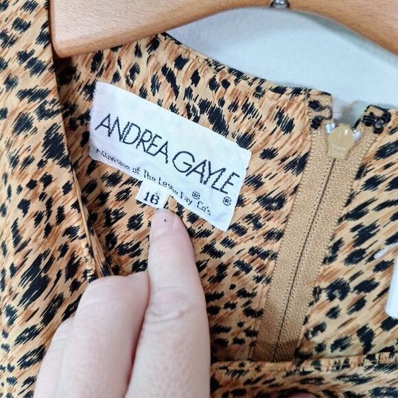 Vintage 80s Cheetah Leopard Cap Sleeve Sheath Dress Women Size Large - Picture 4 of 11